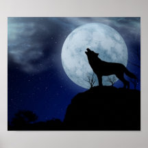 Full Moon Wolf Posters