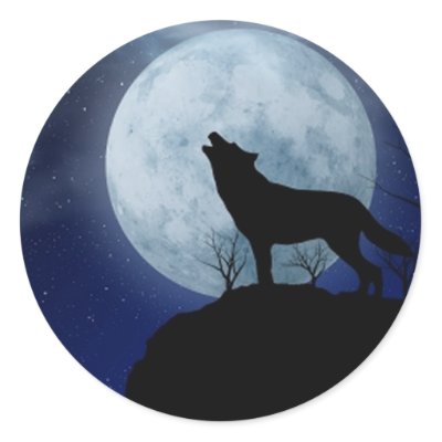 Full Moon Wolf Round Sticker
