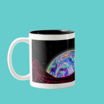 Full Moonrise over Cosmic Planet Mug mugs