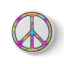 Full Psychedelic Peace Sign Pinback Button