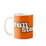 "full steam ahead" orange steam train logo mug