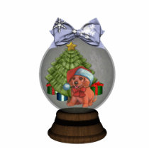 Fully Customizable Snowglobe Ornament (Blue Bow) photo sculptures