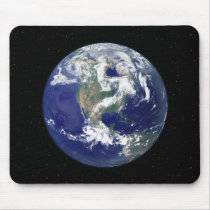 Fully lit Earth centered on North America Mousepads