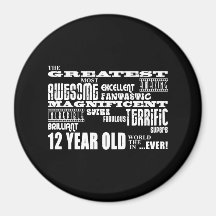 Fun 12th Birthday Party Greatest Twelve Year Old Refrigerator Magnets