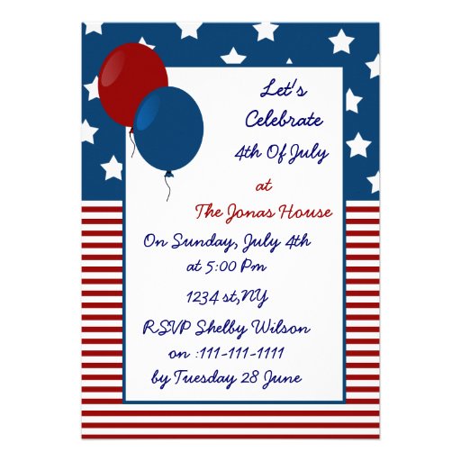 fun 4th of july Holiday party Invitation (front side)