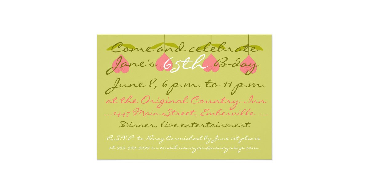 Fun 65th Birthday Invitation Zazzle