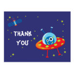 Fun alien ufo spaceship boys thank you postcard postcards
