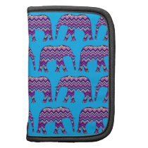 Fun and Bold Chevron Elephants on Teal Folio Planner