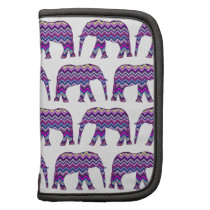 Fun and Bold Chevron Elephants on White Planner