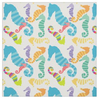 Fun and Colorful Sea Horses Fabric