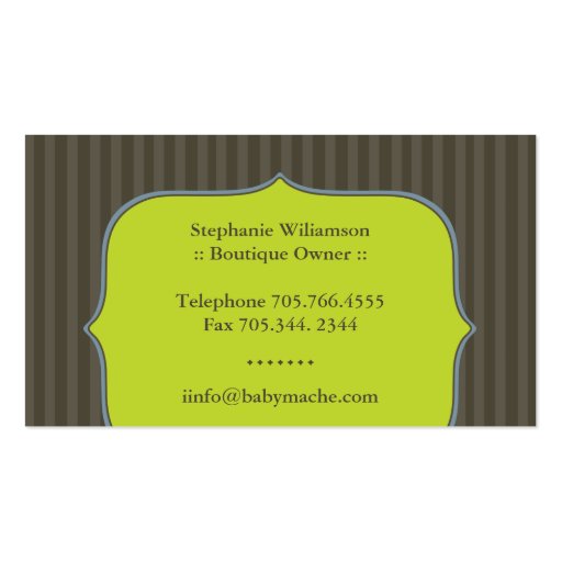 Fun and Modern Baby Boutique Business Cards (back side)