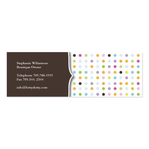 Fun and Whimsical Polk A Dot Packaging Tags Business Card Templates (back side)