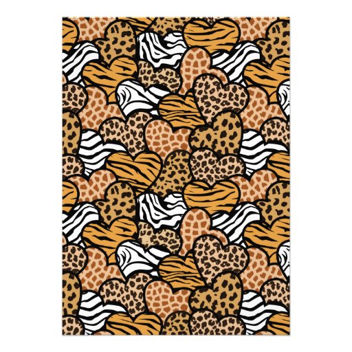 Fun animal pattern hearts Sweet 16 Invitation