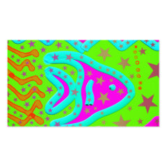 Fun Aquatic Fish Stars Colorful Kids Doodle Business Card