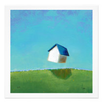 Fun art flying house Meet Me in St. Louis painting invitations