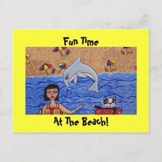 Fun at the Beach With My Cat Postcard