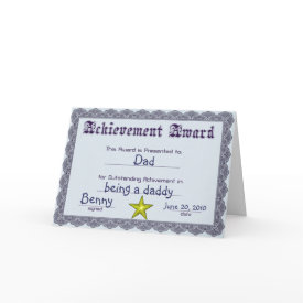 Fun Award Father's Day Card - Fun customizable achievement award card just for dads. Great way to show dad you love him by giving him this award Father's day card. Customize the text fields to say anything you want.