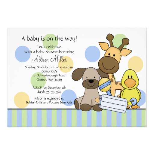 Fun Baby Animals Boy Baby Shower Invitation