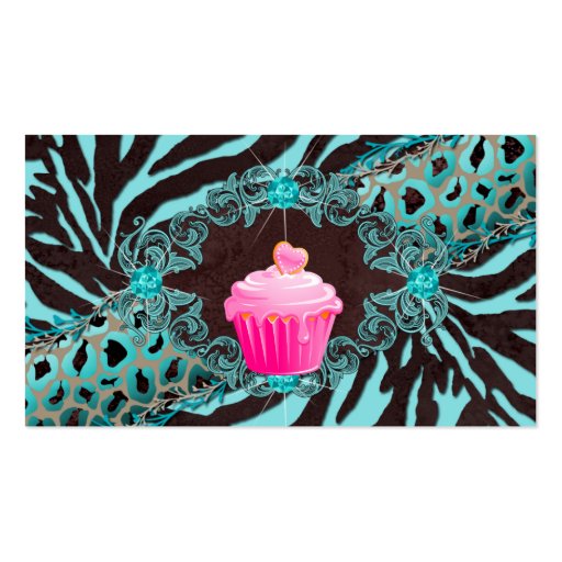 Fun Bakery Business Card Cupcake Zebra BBP