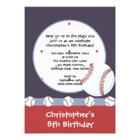 Fun Baseball Boys Birthday Party Invitations