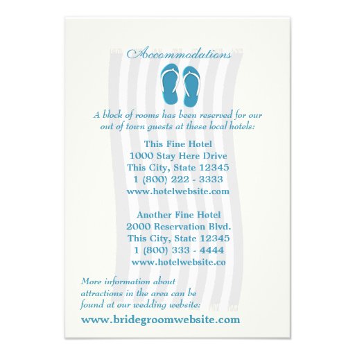 Fun Beach Flip Flops Blue Wedding Intinerary Personalized Invitations
