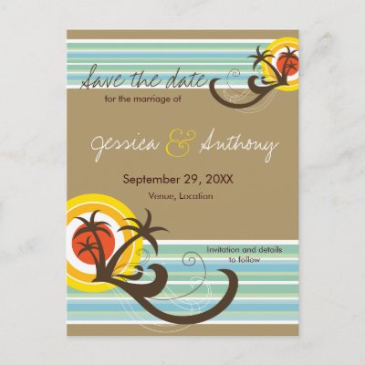 Fun Beach Holiday Save The Date Announcement Postcards