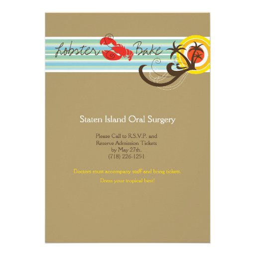 Fun Beach Holiday Summer Lobster Bake Party Invite