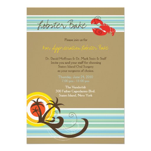 Fun Beach Holiday Summer Lobster Bake Party Invite