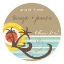 Fun Beach Holiday Thank You Gift Label Sticker