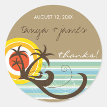 Fun Beach Holiday Thank You Gift Label Sticker