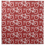 Fun Bike Route Fixie Bicycle Cyclist Pattern Red Cloth Napkins