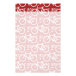 Fun Bike Route Fixie Bicycle Cyclist Pattern Red Custom Stationery