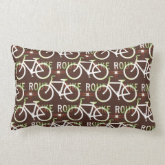 Fun Bike Route Fixie Bike Cyclist Pattern Pillows