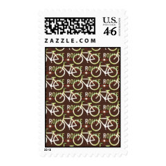 Fun Bike Route Fixie Bike Cyclist Pattern Postage Stamps
