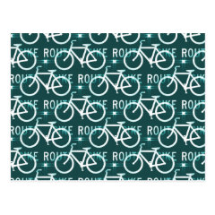 Fun Bike Route Fixie Bike Cyclist Pattern Postcards