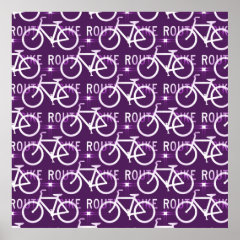 Fun Bike Route Fixie Bike Cyclist Pattern Posters
