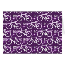 Fun Bike Route Fixie Bike Cyclist Pattern Purple Greeting Card