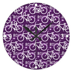 Fun Bike Route Fixie Bike Cyclist Pattern Purple Clocks