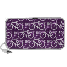 Fun Bike Route Fixie Bike Cyclist Pattern Purple Travelling Speakers
