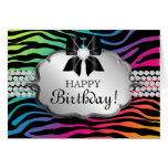 Fun Birthday Card Zebra Rainbow Jewelry
