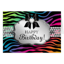 Fun Birthday Card Zebra Rainbow Jewelry cards