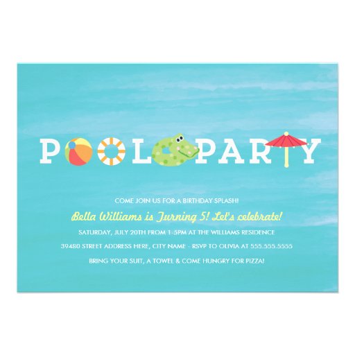 Fun Birthday Pool Party Invitation (front side)