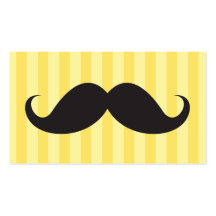 Fun black mustache on yellow stripes business card