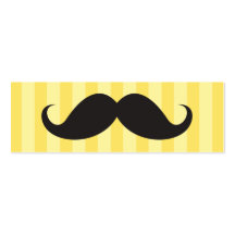 Fun black mustache on yellow stripes business card