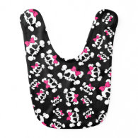 Fun black skulls and bows pattern baby bib