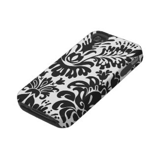 Fun Black White Floral Damask iPhone 4 Case-Mate casematecase