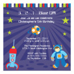 Fun blast off spaceship boys birthday party invite invitations