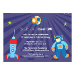 Fun blast off spaceship boys birthday party invite invitations