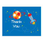 Fun blast off spaceship boys thank you postcard postcards