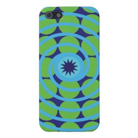 Fun Blue and Green Swirl Spiral Polka Dots Pattern Cover For iPhone 5
